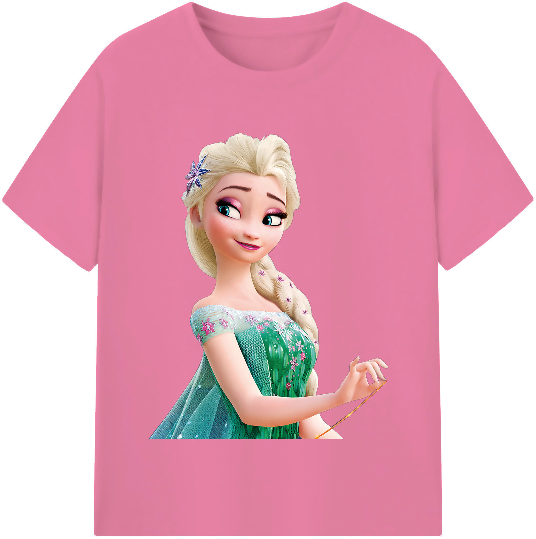 （画像用） アナと雪の女王 アンナ エルサ Frozen Anna Elsa 綿100％半袖Tシャツ（フロントプリント）